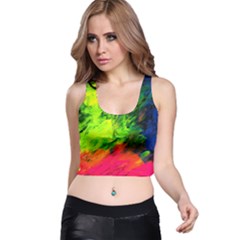 Neon Rainbow Green Pink Blue Red Painting Racer Back Crop Top