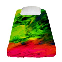 Neon Rainbow Green Pink Blue Red Painting Fitted Sheet (single Size) by Mariart