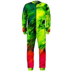 Neon Rainbow Green Pink Blue Red Painting Onepiece Jumpsuit (men)  by Mariart