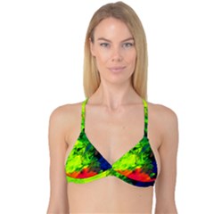 Neon Rainbow Green Pink Blue Red Painting Reversible Tri Bikini Top