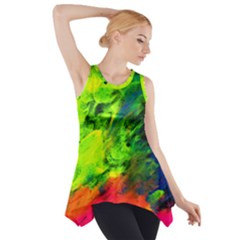 Neon Rainbow Green Pink Blue Red Painting Side Drop Tank Tunic by Mariart