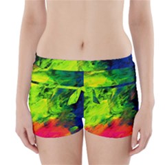 Neon Rainbow Green Pink Blue Red Painting Boyleg Bikini Wrap Bottoms by Mariart