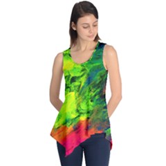 Neon Rainbow Green Pink Blue Red Painting Sleeveless Tunic by Mariart