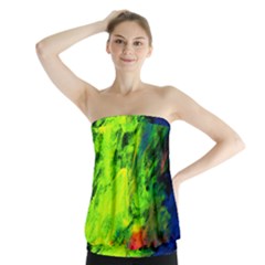 Neon Rainbow Green Pink Blue Red Painting Strapless Top