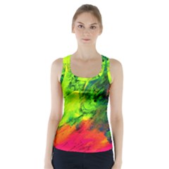 Neon Rainbow Green Pink Blue Red Painting Racer Back Sports Top