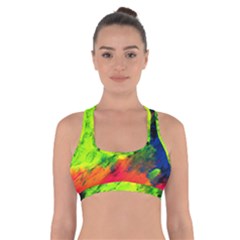 Neon Rainbow Green Pink Blue Red Painting Cross Back Sports Bra