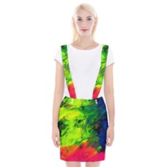 Neon Rainbow Green Pink Blue Red Painting Braces Suspender Skirt