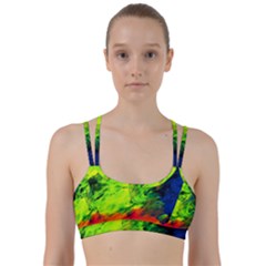 Neon Rainbow Green Pink Blue Red Painting Line Them Up Sports Bra by Mariart