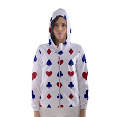 Playing Cards Hearts Diamonds Hooded Wind Breaker (women)