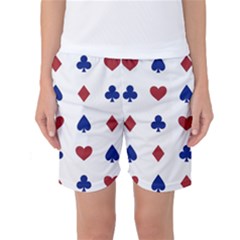 Playing Cards Hearts Diamonds Women s Basketball Shorts by Mariart