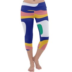 Rainbow Pink Yellow Bluw Green Rainbow Capri Yoga Leggings