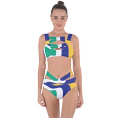 Rainbow Pink Yellow Bluw Green Rainbow Bandaged Up Bikini Set 