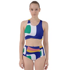 Rainbow Pink Yellow Bluw Green Rainbow Racer Back Bikini Set by Mariart