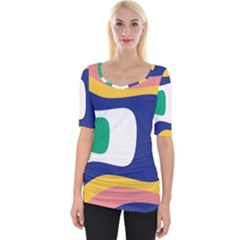 Rainbow Pink Yellow Bluw Green Rainbow Wide Neckline Tee