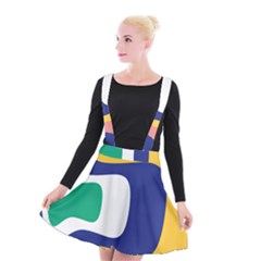 Rainbow Pink Yellow Bluw Green Rainbow Suspender Skater Skirt by Mariart