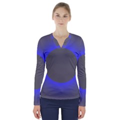 Pure Energy Black Blue Hole Space Galaxy V-neck Long Sleeve Top by Mariart