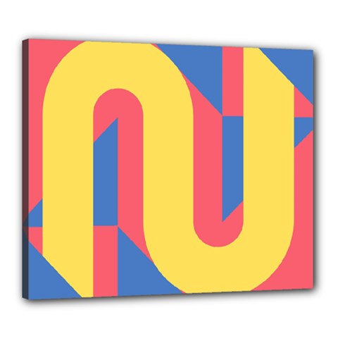 Rainbow Sign Yellow Red Blue Retro Canvas 24  X 20 