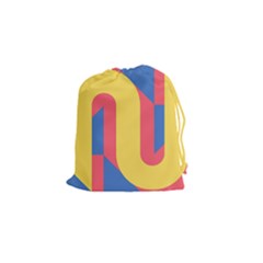 Rainbow Sign Yellow Red Blue Retro Drawstring Pouches (small) 