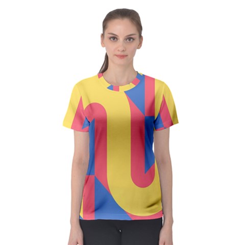 Rainbow Sign Yellow Red Blue Retro Women s Sport Mesh Tee by Mariart