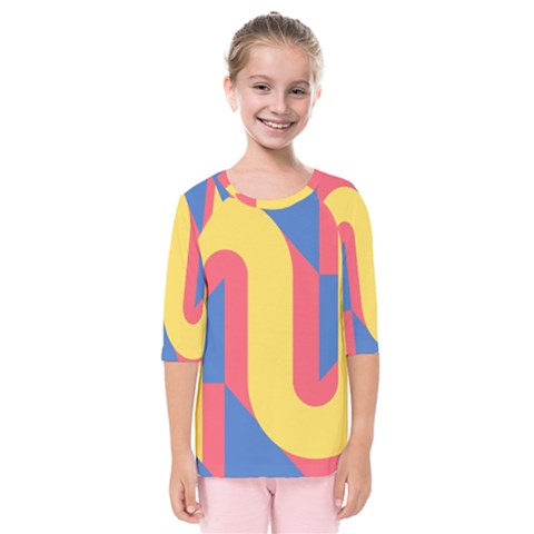 Rainbow Sign Yellow Red Blue Retro Kids  Quarter Sleeve Raglan Tee by Mariart