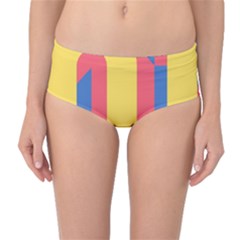 Rainbow Sign Yellow Red Blue Retro Mid-waist Bikini Bottoms by Mariart