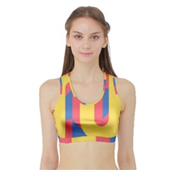 Rainbow Sign Yellow Red Blue Retro Sports Bra With Border