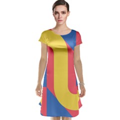 Rainbow Sign Yellow Red Blue Retro Cap Sleeve Nightdress