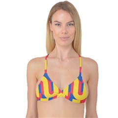 Rainbow Sign Yellow Red Blue Retro Reversible Tri Bikini Top by Mariart