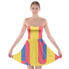 Rainbow Sign Yellow Red Blue Retro Strapless Bra Top Dress by Mariart