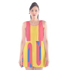 Rainbow Sign Yellow Red Blue Retro Scoop Neck Skater Dress