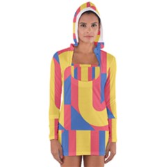 Rainbow Sign Yellow Red Blue Retro Long Sleeve Hooded T-shirt by Mariart