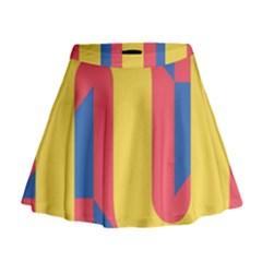 Rainbow Sign Yellow Red Blue Retro Mini Flare Skirt by Mariart