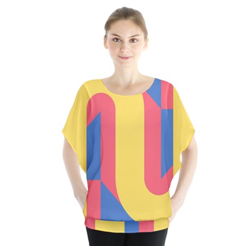 Rainbow Sign Yellow Red Blue Retro Blouse by Mariart