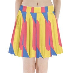 Rainbow Sign Yellow Red Blue Retro Pleated Mini Skirt