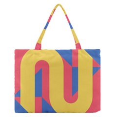 Rainbow Sign Yellow Red Blue Retro Zipper Medium Tote Bag