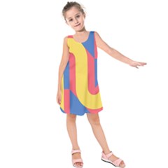 Rainbow Sign Yellow Red Blue Retro Kids  Sleeveless Dress by Mariart