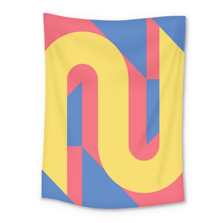 Rainbow Sign Yellow Red Blue Retro Medium Tapestry