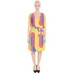 Rainbow Sign Yellow Red Blue Retro Wrap Up Cocktail Dress by Mariart