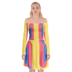 Rainbow Sign Yellow Red Blue Retro Off Shoulder Skater Dress