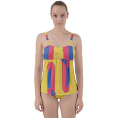 Rainbow Sign Yellow Red Blue Retro Twist Front Tankini Set by Mariart