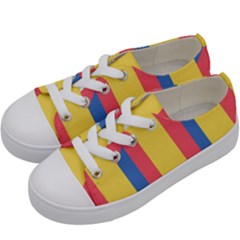 Rainbow Sign Yellow Red Blue Retro Kids  Low Top Canvas Sneakers