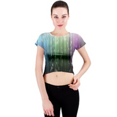 Numerical Animation Random Stripes Rainbow Space Crew Neck Crop Top by Mariart