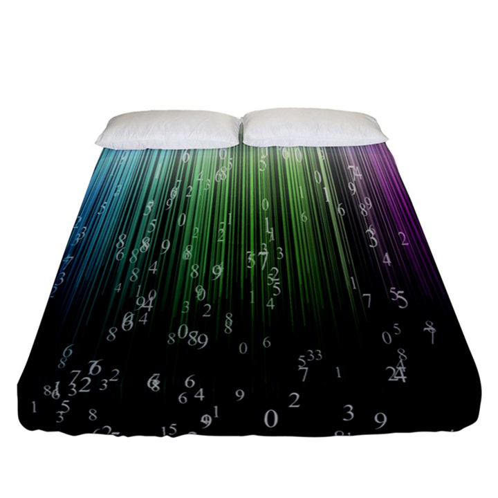 Numerical Animation Random Stripes Rainbow Space Fitted Sheet (California King Size)