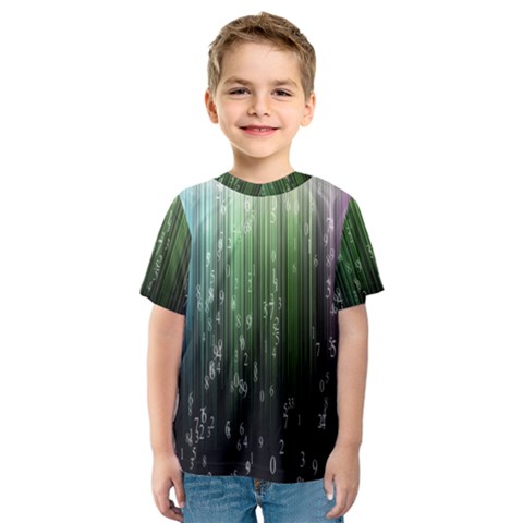 Numerical Animation Random Stripes Rainbow Space Kids  Sport Mesh Tee by Mariart