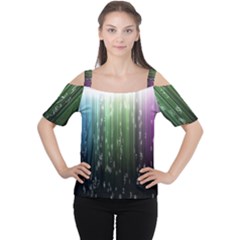 Numerical Animation Random Stripes Rainbow Space Cutout Shoulder Tee