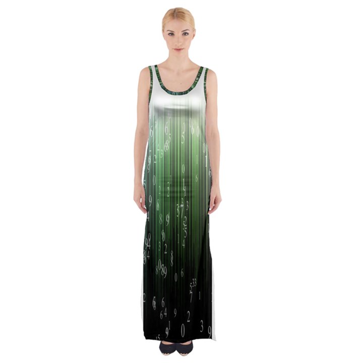 Numerical Animation Random Stripes Rainbow Space Maxi Thigh Split Dress