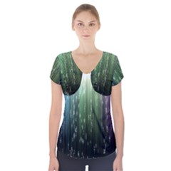 Numerical Animation Random Stripes Rainbow Space Short Sleeve Front Detail Top by Mariart