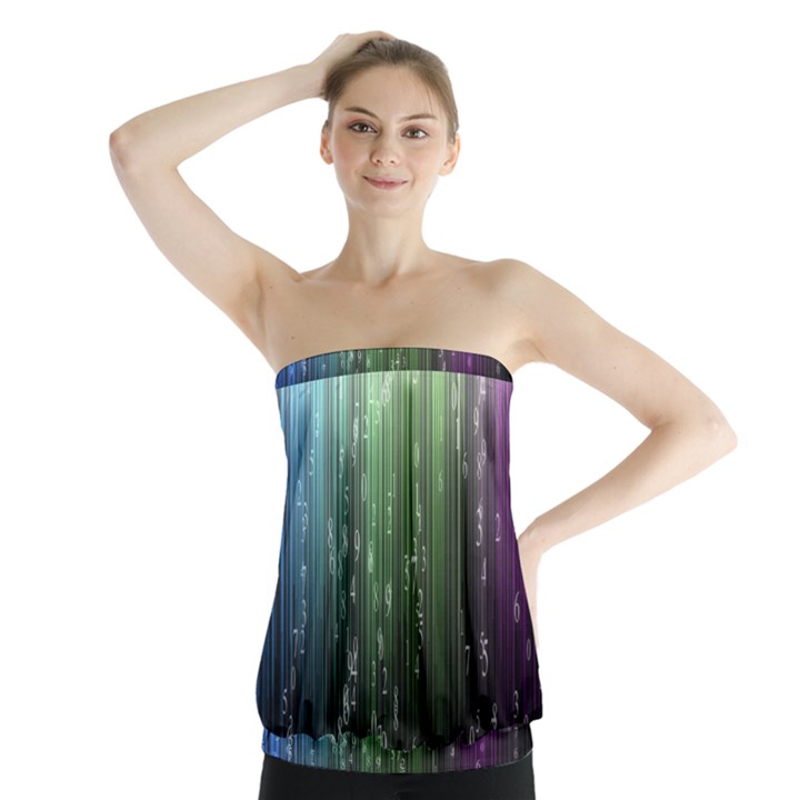 Numerical Animation Random Stripes Rainbow Space Strapless Top