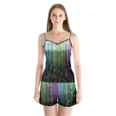 Numerical Animation Random Stripes Rainbow Space Satin Pajamas Set by Mariart