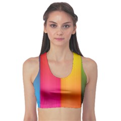 Rainbow Stripes Vertical Lines Colorful Blue Pink Orange Green Sports Bra by Mariart